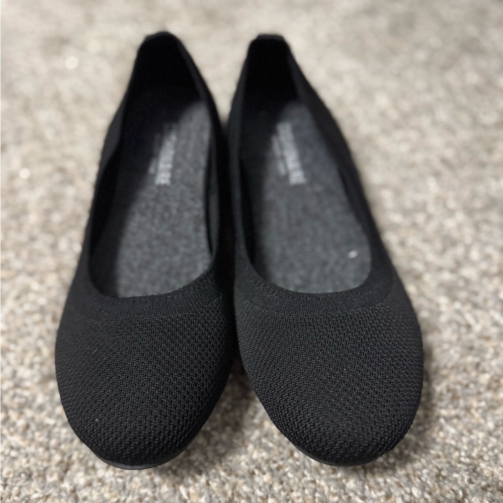 Tyra Knit Ballet Flat Black Women's Ballet Flats by Cushionaire Memory Foam